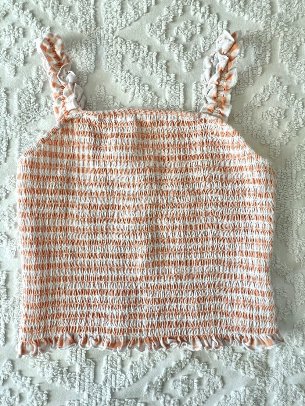Smocked Gingham Crop Top | Size Medium | Cottagecore Festival Picnic Core - Picture 1 of 7